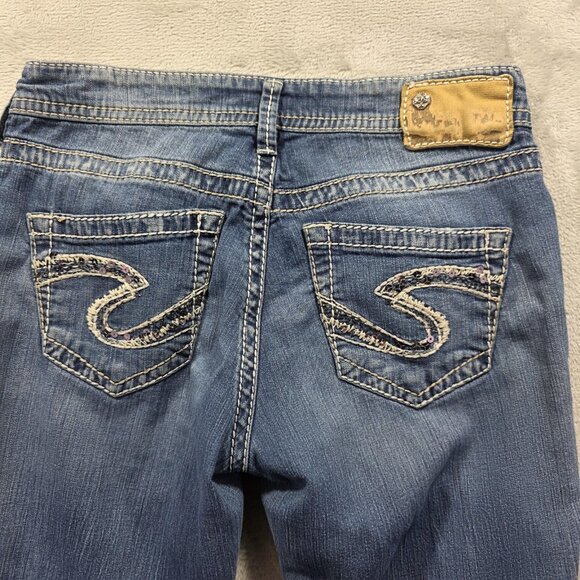 Silver Jeans Co Sam Boyfriend Jeans Womens 25 Distressed Sequin Pockets 28 - Picture 3 of 12